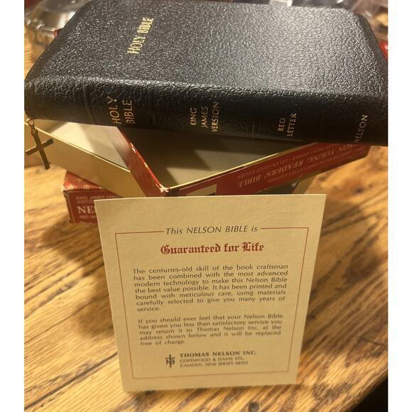 Nelson Young Reader's Bible NIB 1972 #114Z Zipper W/ Cross Black Faux Leather - Picture 7 of 12